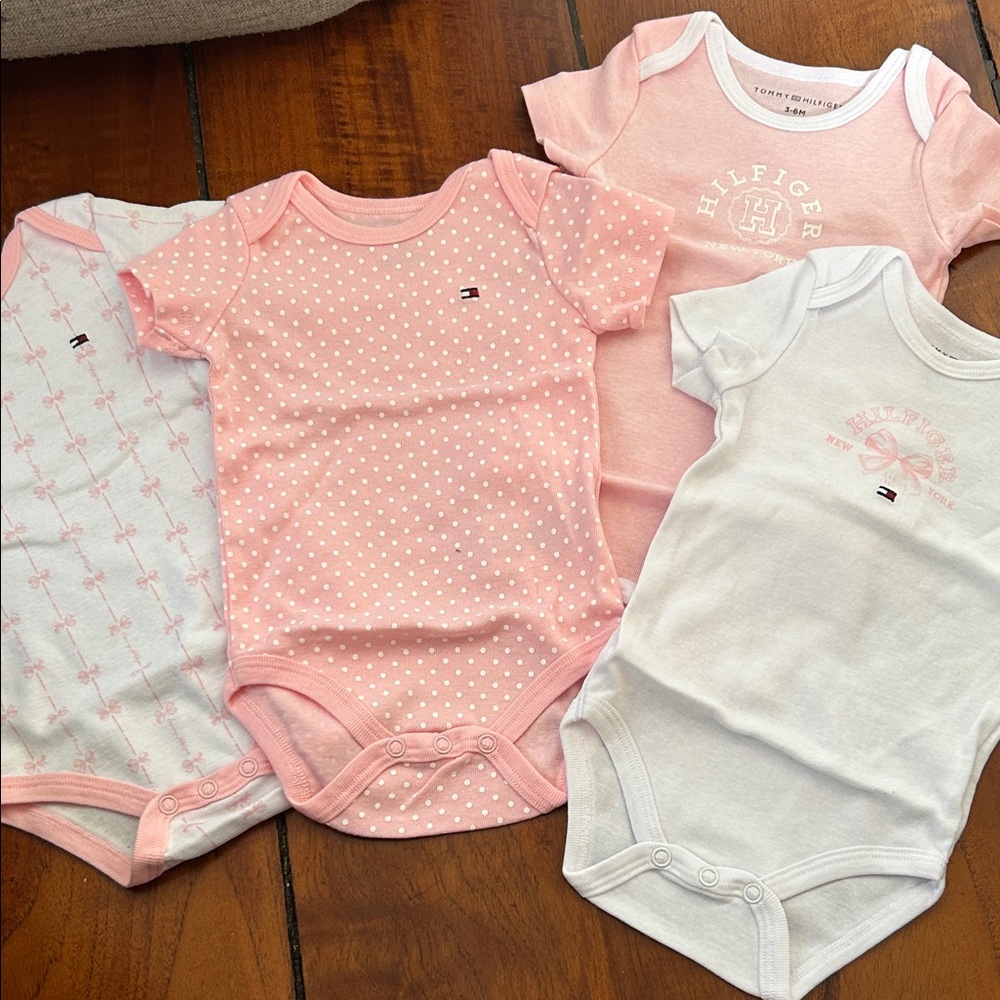 Tommy Hilfiger Pink and White Baby Bodysuit Collection